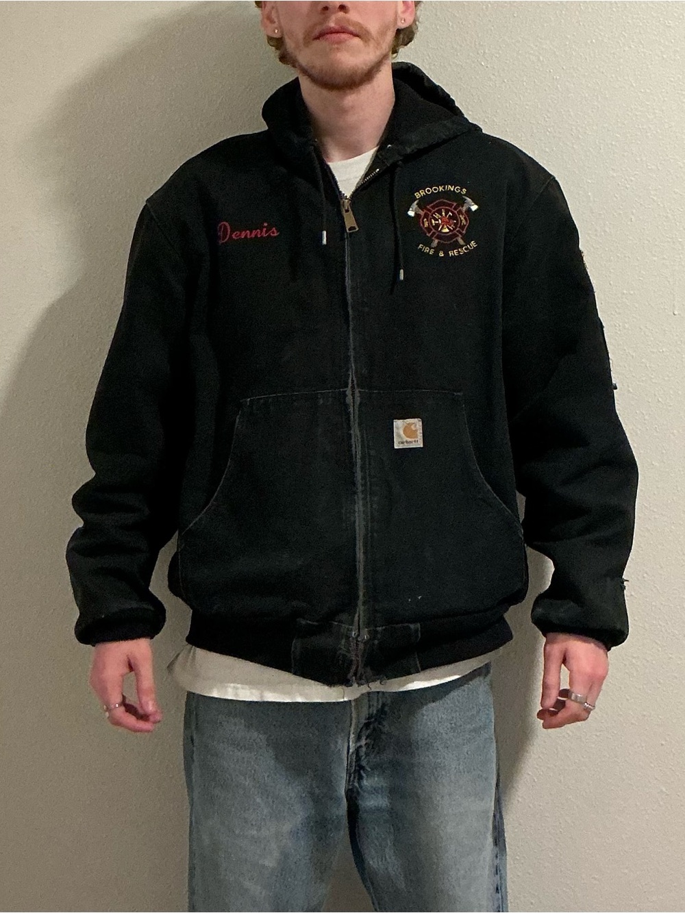 RARE 03’ Distressed Carhartt J131 BLK with Fire & Rescue Stitching